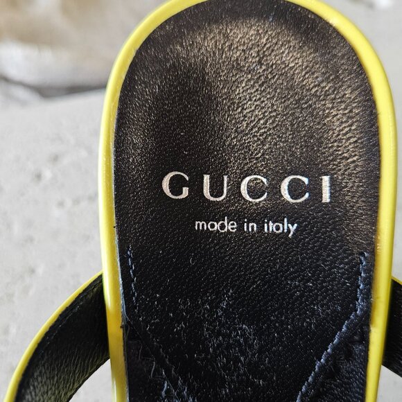 Gucci Slim Horsebit Slide Sandal 776643 CLG00 - 7212 Yellow Leather Size 37+ New - Picture 3 of 11